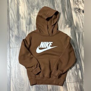 Nike Brown Pullover Hoodie with White Tag Logo